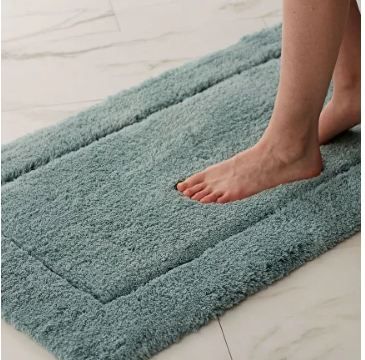 Teal Green Plain Cotton Bathroom Mat