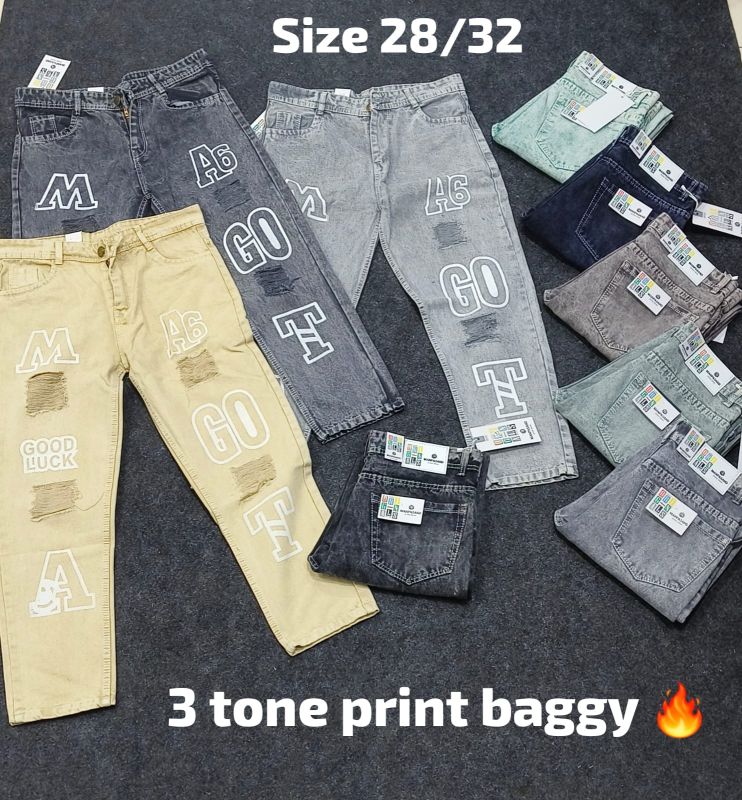 Unisex Printed Denim Baggy Jeans