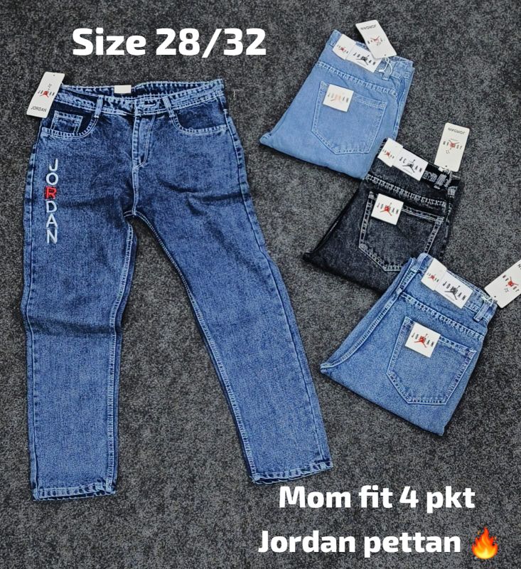 Unisex Mom Fit Jordan Print Denim Jeans