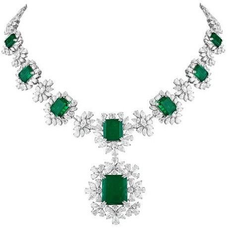 Emerald Diamond Necklace Set