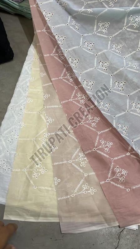 Boring Embroidery Work Mulmul Cotton Fabric