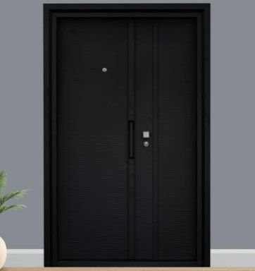 2050x1200 Mm Polished Black Steel Luxury Bedroom Door