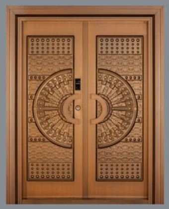2050X1500 Mm Designer Brown Steel Entrance Door