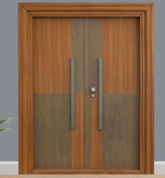 2050X1500 Mm Teak Steel Entrance Door