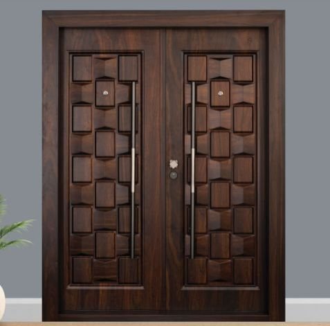 2050x1500x70MM Mm Polished Brown Steel Luxury Entrance Door