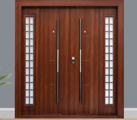 2050x1800x70MM Mm Designer Brown Steel Luxury Entrance Door