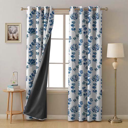Modern Floral Printed Blackout Curtains