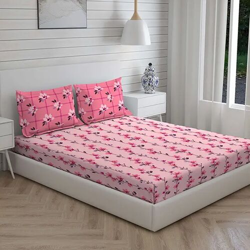 Premium Cotton Floral Printed Double Bedsheet Set with 2 Pillow Covers