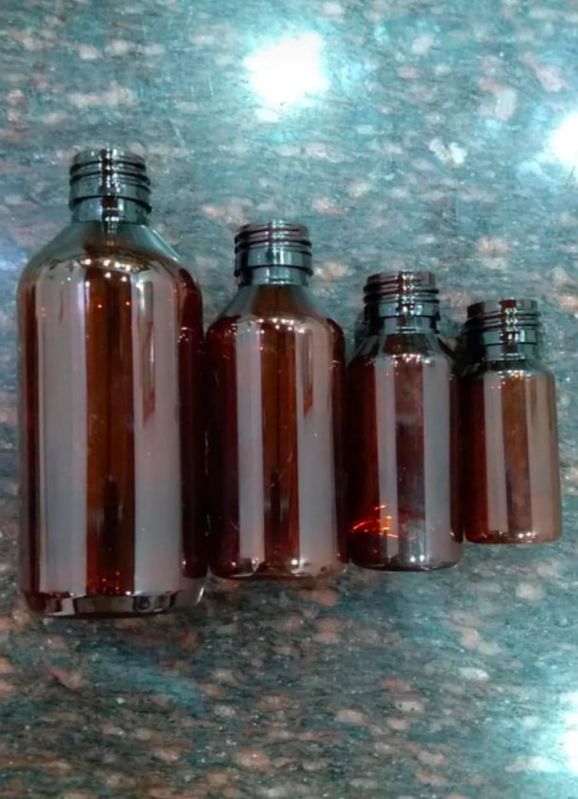 Round Amber Plastic Bottle