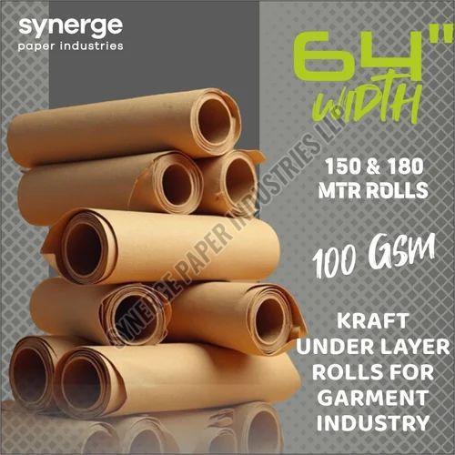 100 GSM 64 Inch  Brown Plain Underlayer Paper Roll