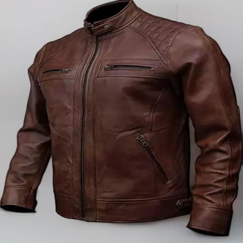 Mens Distressed Full Grain Leather Jacket