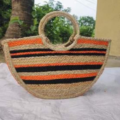 Bohemian Braided Jute Handbag with Circular Handles