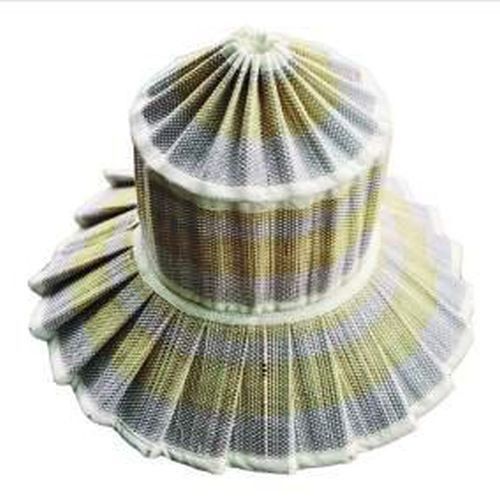 Hand Woven Checkered Sun Hat with Pleated Brim