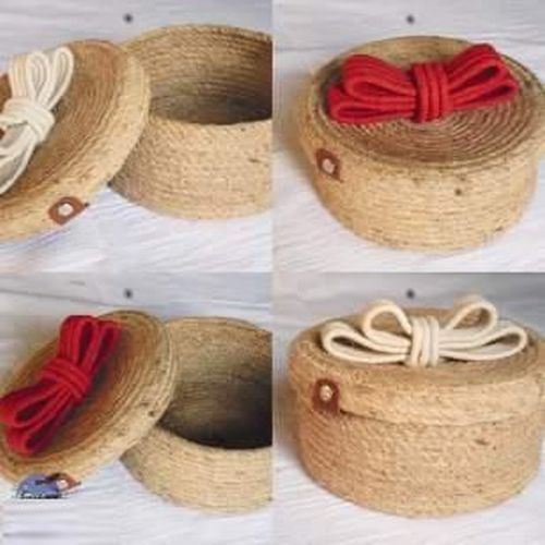 Hand Woven Jute Storage Box with Lid