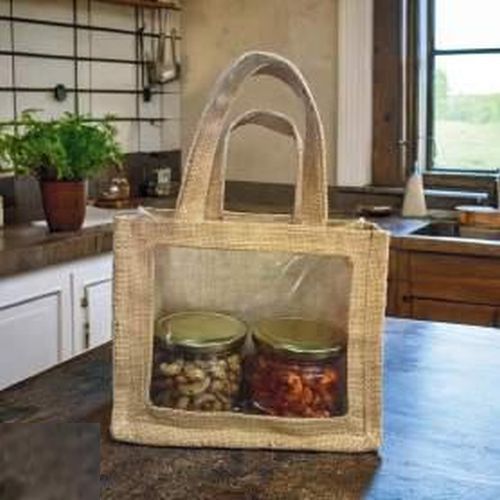 Jute Gift Bag with Clear Display Window
