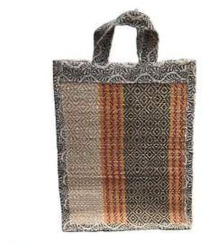 Jute Handbag with Geometric Pattern