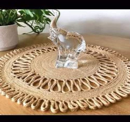 Jute Mat with Intricate Looped Border