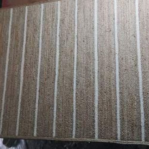 Woven Jute Rug with White Stripe