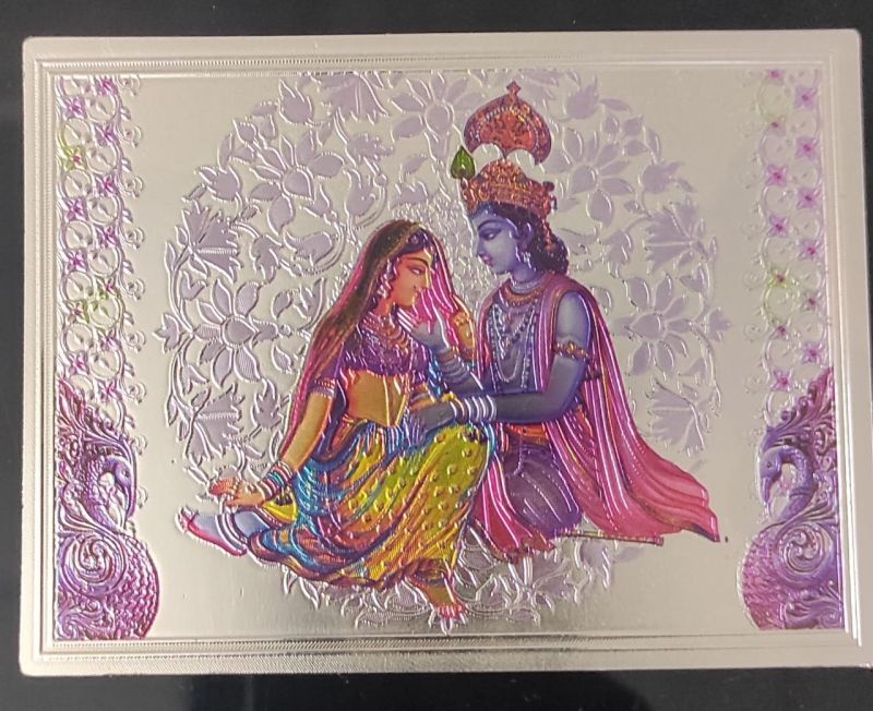 Radha Krishna Silver Foil Photo Frame