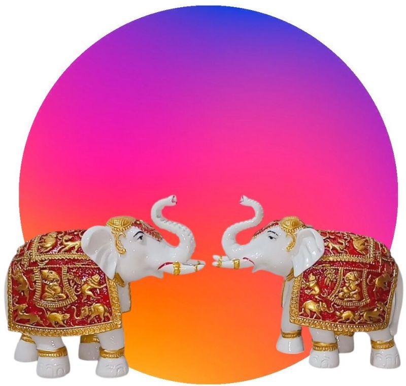 White Elephant Fibre Statues