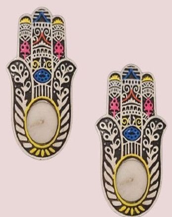 Hamsa Shape Wooden Tealight Candle Holder