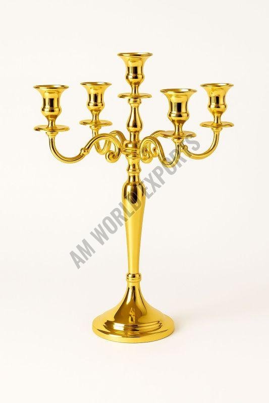 Classic 5 Arm Polished Golden Candelabra