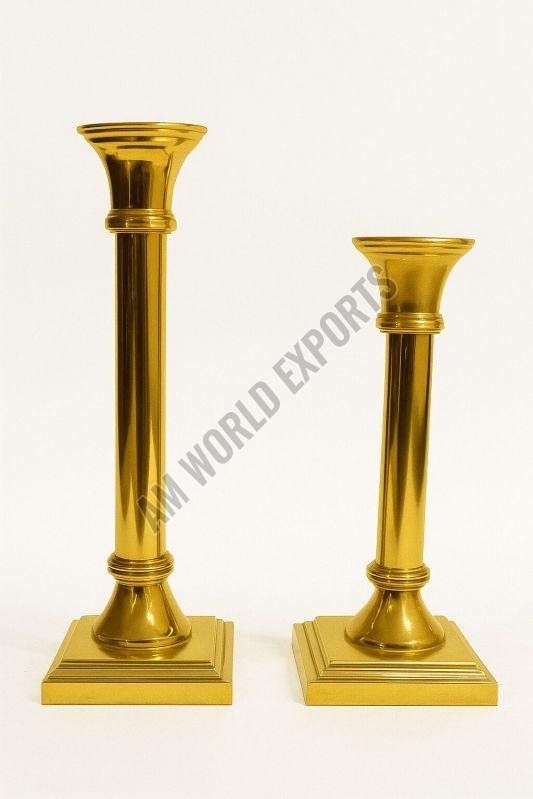 Modern Golden Aluminum Candlestick Holders Set OF 2 Pcs