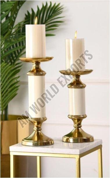Modern Two Tone Pillar Candle Holder Set OF 2 Pcs