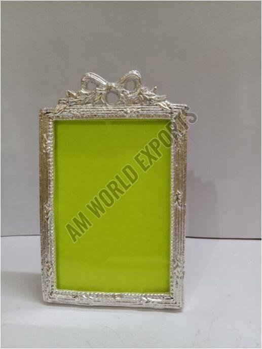Ornate Silver Rectangular Photo Frame with Ribbon Detail