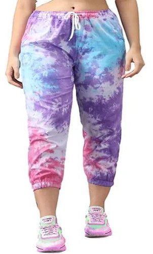 Ladies Cotton Multicolor Tie Dye Joggers