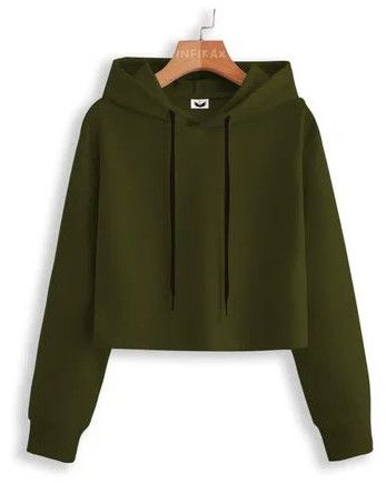 Ladies Full Sleeve Crop Hoodie