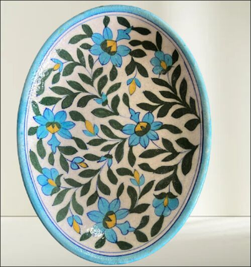 Blue Pottery Oval Tray