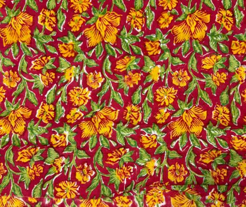 Hand Block Hibiscus Tail Fabric