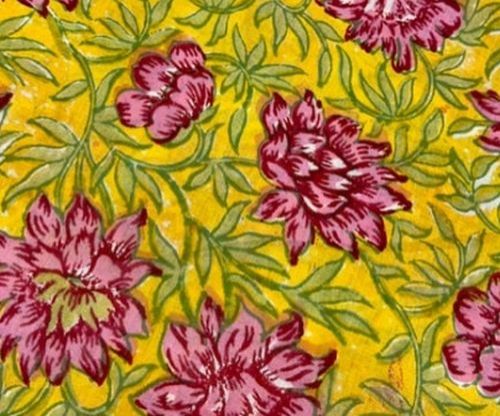 Hand Block Lotus Cluster Fabric