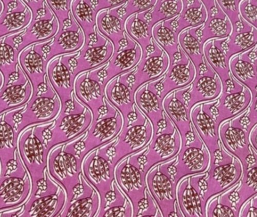 Hand Block Pink Blossom Fabric