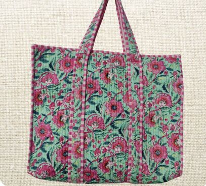 Quilted Tote Bag with Zip