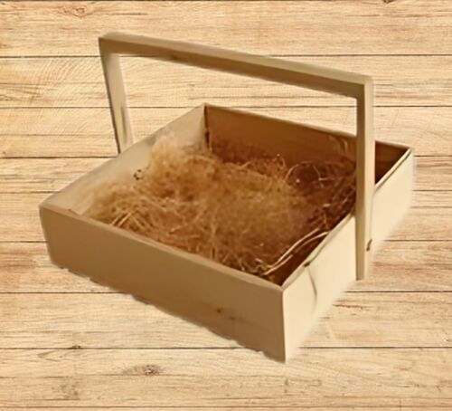 Square Wooden Basket With Handle