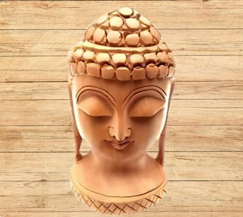 Wooden Buddha Head Statue