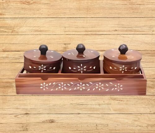 Wooden Tray with Container Set