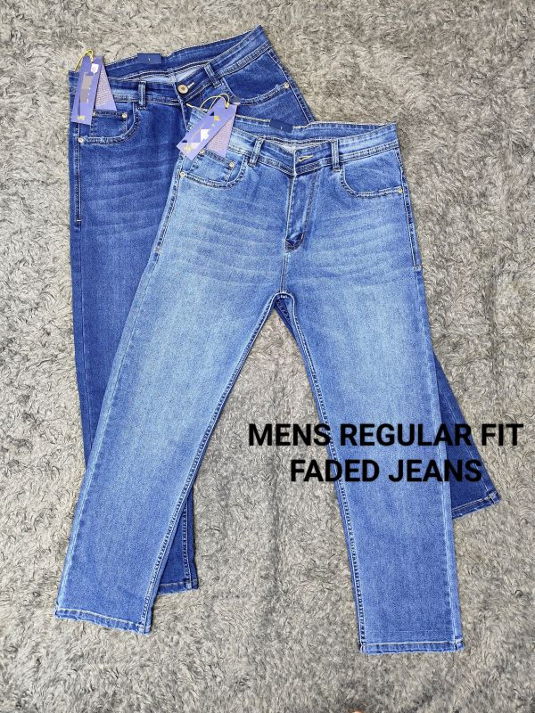Mens Regular Fit Faded Jeans