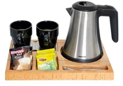 Hotel Tea Kettle With Wooden Tray Set