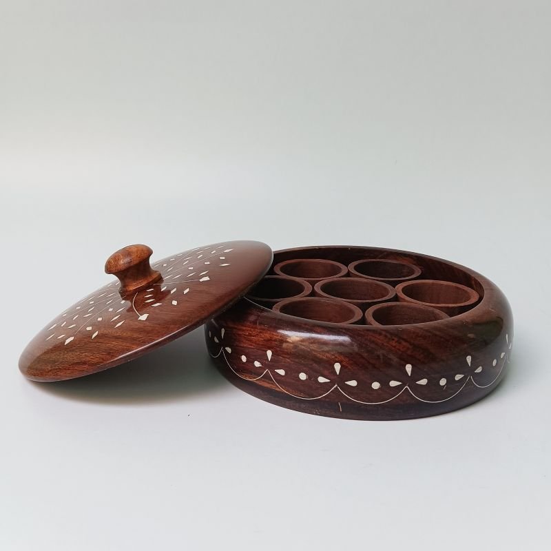 Decorative Wood Tableware Inlay Spice Storage Box