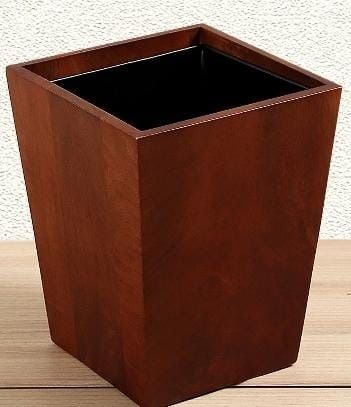 Rectangular Dark Interior Polished Wooden Bin
