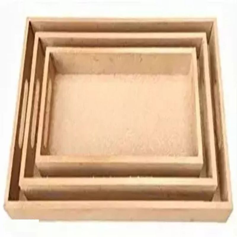 Rectangular Nesting Set Raised EDGE Wooden Trays
