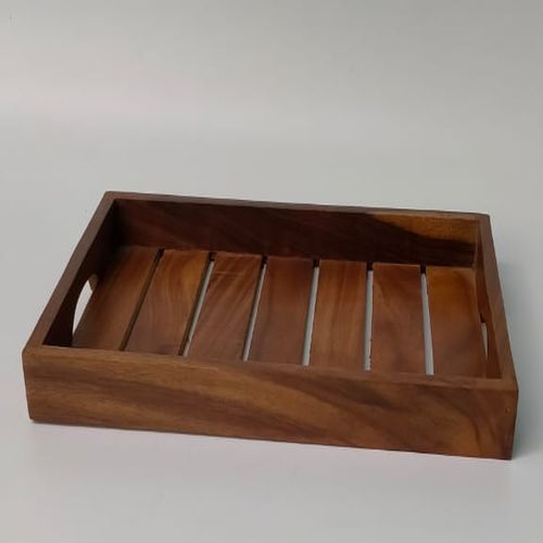 Rectangular Slatted Server Wooden Tray