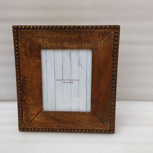 Rectangular Wooden Carved Beaded Border Photo Frame
