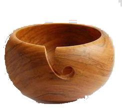 Round Swirl Cutout Polished Wooden Yarn Bowl