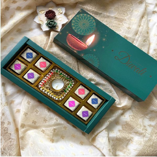 8 Assorted Chocolates with Decorative Diya Gift Box