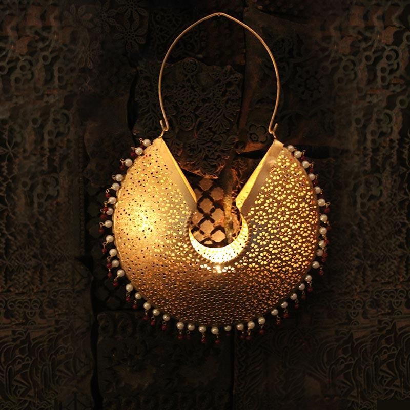 Golden Cutwork Hanging Accent with Beaded EDGE