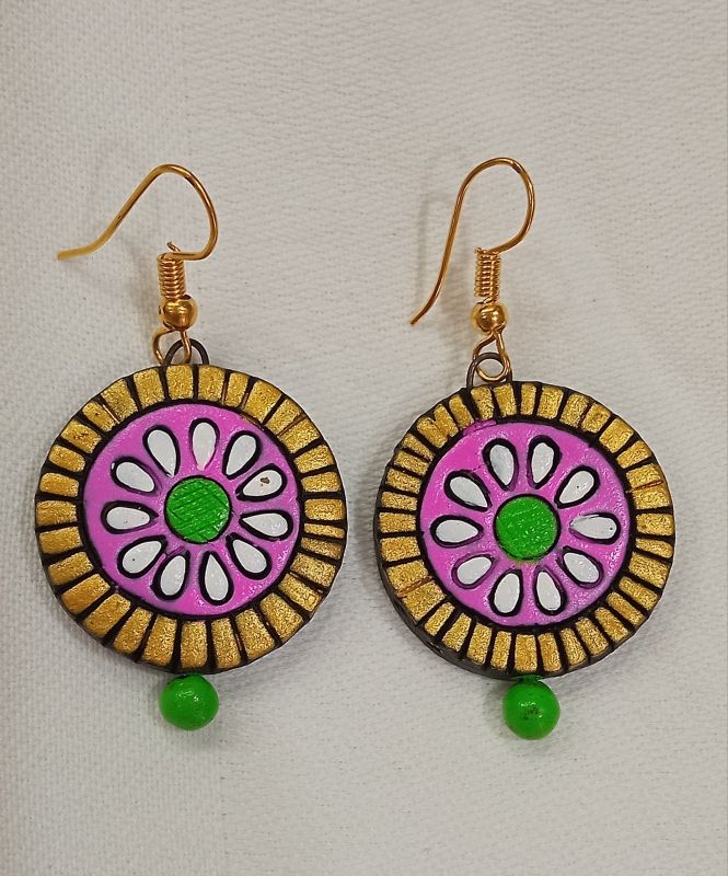 Round Terracotta Clay Earring Set